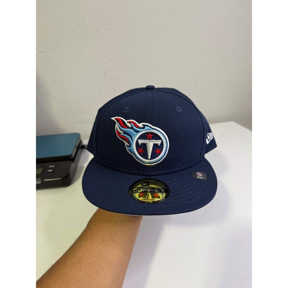 New Era Tennessee Titans 59FIFTY Fitted Hat Size 7 1/2 Navy Blue NFL Cap